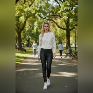 SPANX Black Faux Full-Length Leggings High-Waist Size M